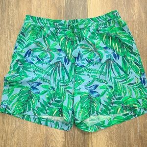 J. Jill Tropical Palm Tree Pull-on Drawstring Shorts Women's Size Med